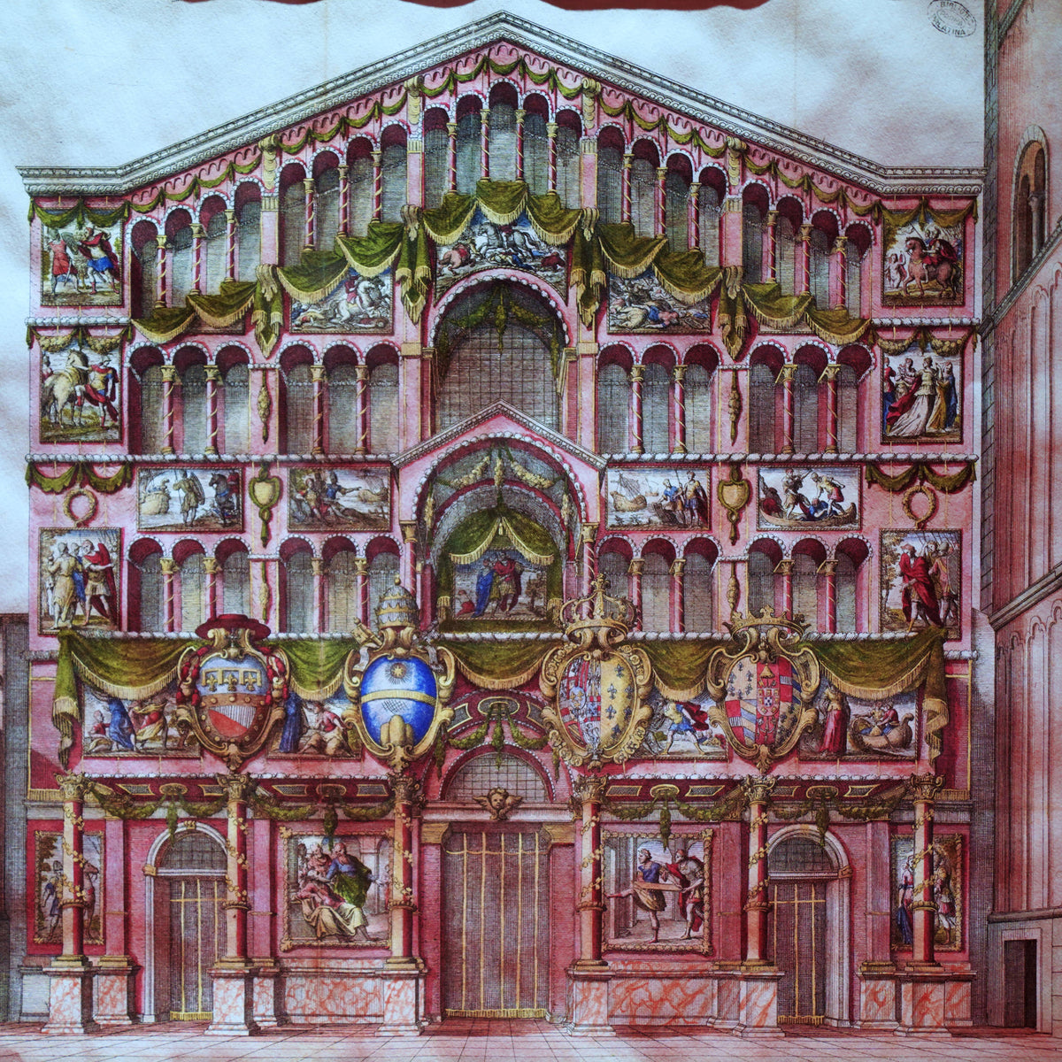 Drawing of the Duomo of Parma in the Teatro Farnese, Parma