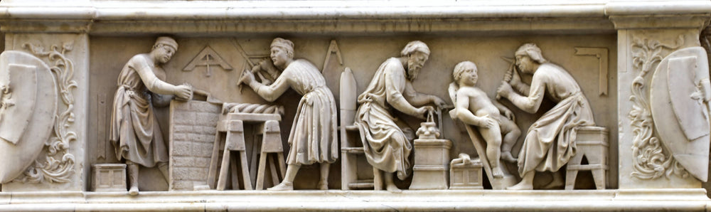Stonecutters Workshop Predella in Orsanmichele, Florence