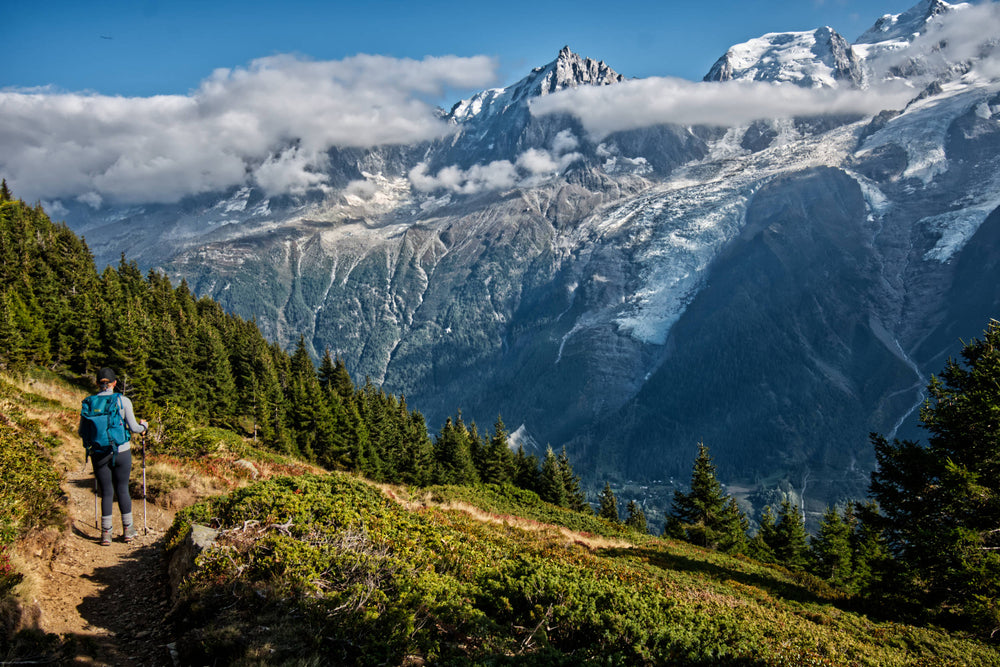 Hiker Descending Above Chamonix Valley